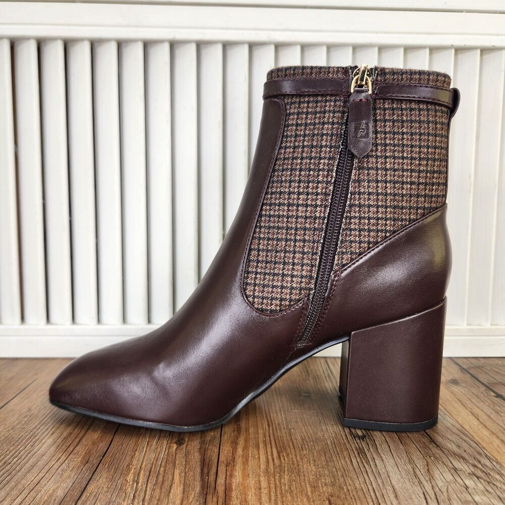 Franco Sarto Tribute Bootie Womens Sz 8.5W Wide Brown Leather Heeled Ankle Boots - Picture 7 of 13